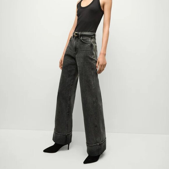 Veronica Beard Taylor Cuffed Wide-Leg Jean - Stoned Washed Onyx - Size 25 BNWT
